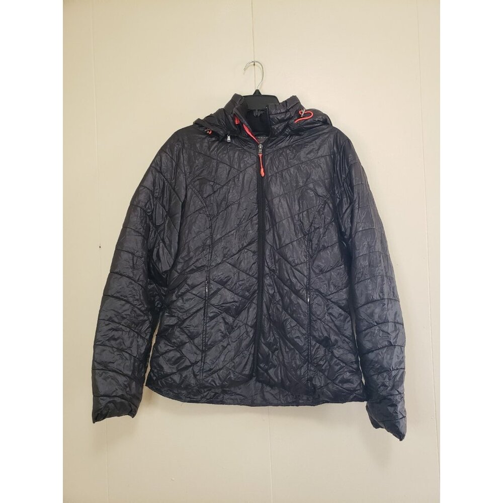 Tek Gear WarmTek Womens M Puffer Jacket Black Full Zip Pockets Packable Hiking - Picture 1 of 6